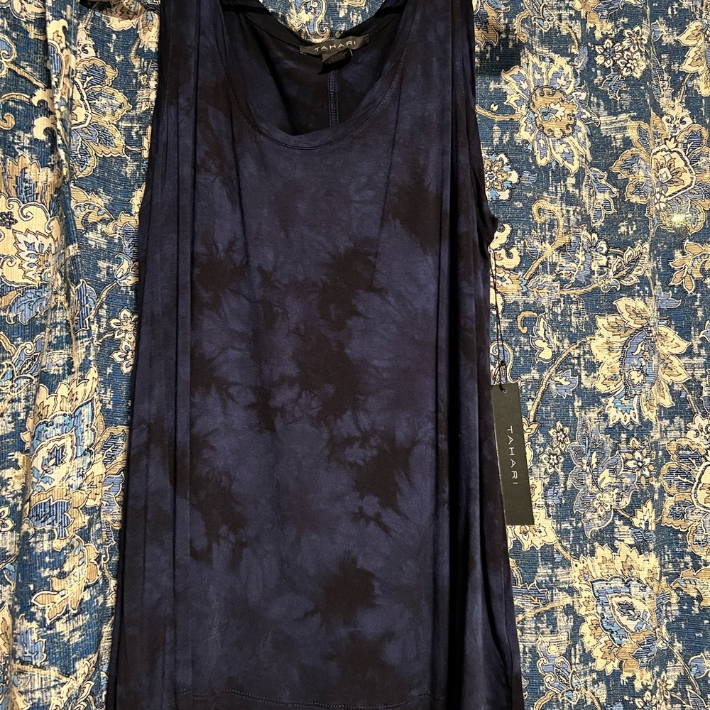 Blue & Black Tahari shirt, tags on, new with tags,